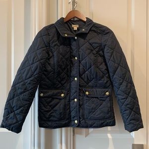 J crew Coat Navy quilted puffer